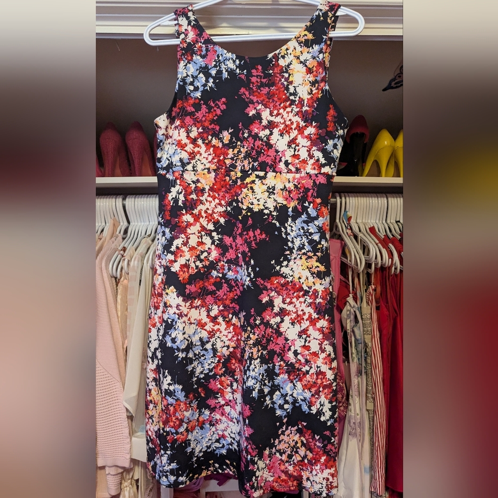 Kyodan Deep Purple Floral Midi Dress Canadian Made Pockets
